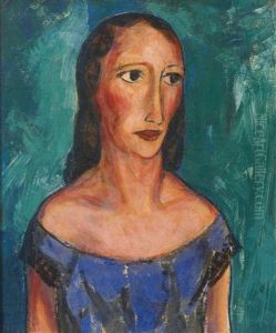 Young Woman In Blue Dress by Alfred Henry Maurer