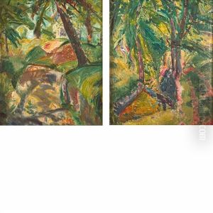 The House Through The Trees, Marlboro, New York And Forest Interior : A Double-sided Work by Alfred Henry Maurer
