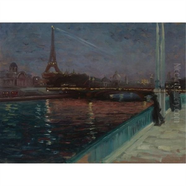The Eiffel Tower At Night (+ A Small Sketch, Verso) - view 1