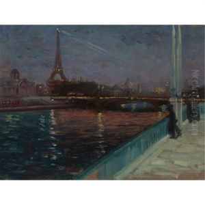 The Eiffel Tower At Night (+ A Small Sketch, Verso) by Alfred Henry Maurer