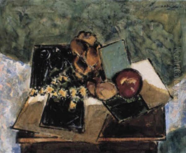 Still Life With Books And Apple - view 1