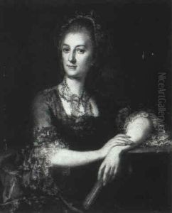 Portrait Of An Elegant Lady, Seated Half-length, Wearing A Blue, Lace-trimmed Gown And Cap by Hubert Maurer