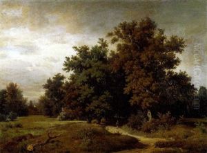Parklandschaft Mit Machtigen Laubbaumen An Einem Sonnigen Herbsttag by Jakob Maurer