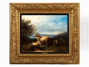 Flock Of Sheep On A Lakeshore