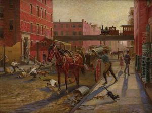 View Of Forty-third Street West Of Ninth Avenue by Louis Maurer