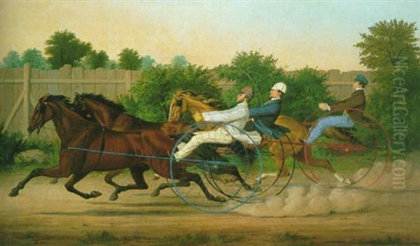 "miller's Damsel," "george M. Patchen" And "brown Dick" In Their Trotting Contest Over The Union Course, July 7, 1859 - view 1