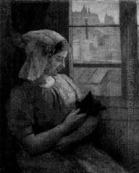Junge Frau Mit Katze - view 1