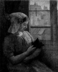 Junge Frau Mit Katze by Charles Maurin