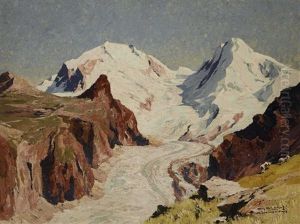 Der Gorner Gletscher Mit Rothorn, Monterosa Und Lyskamm