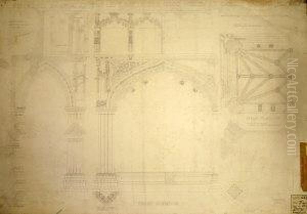 "measure Drawingof The Left Bay Of The Rood Screen At Exeter Cathedral" 1909 - view 1