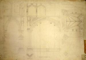 "measure Drawingof The Left Bay Of The Rood Screen At Exeter Cathedral" 1909 by Mary Elizabeth Berry