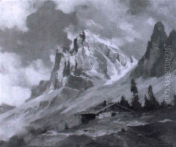 Geisslerspitzen, Vorn Eine Almhutte - view 1