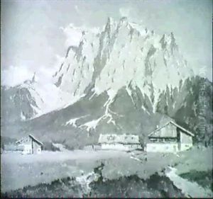 Blick Auf Die Zugspitze Von Dem Stadtchen Ehrwald
