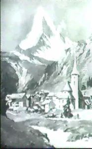 Zermatt Mit Blick Aufs Matterhorn by Hans Maurus