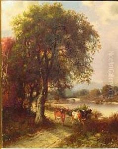 Cattle Watering In A Stream by Patrick Vincent Berry
