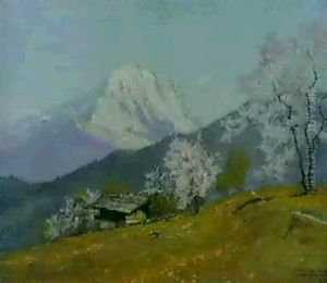 Watzmann Im Fruhling Vom Hintersee Aus, Ruckseitig          Bezeichnet Roggenstein
