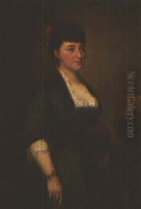 Portrait Einer Edlen Dame In Grunem Kleid Und Ihrem Hundchen by Henriette Maurus