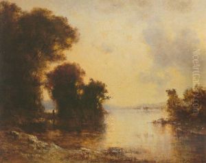 Bords D'etang Au Soleil Couchant by Francois Maury