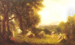 A Landscape With Figures Frolicking by Francois Maury