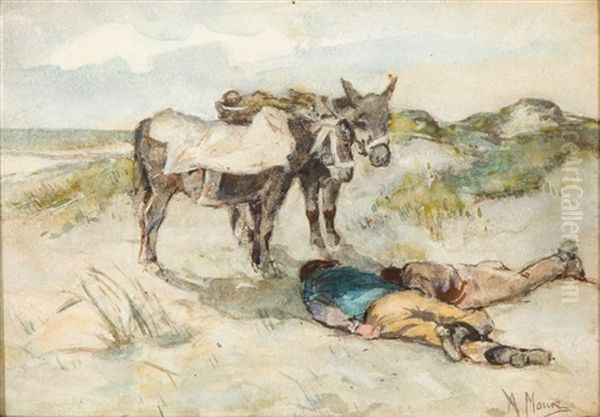 Welcome Shade, Donkeys And Their Keepers In The Dunes - view 1