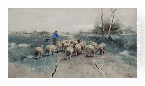 A Shepherd With His Flock On The Heath - view 1