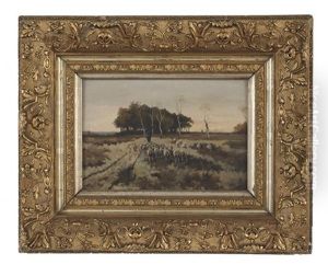 Shepherd With His Flock On A Country Road by Anton Mauve