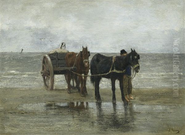 Horses And Cart On A Beach - view 1
