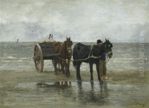 Horses And Cart On A Beach by Anton Mauve