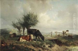 Landschap Met Vee: Cows Grazing by Anton Mauve