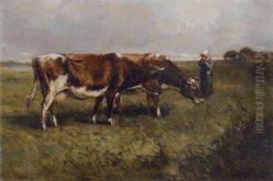 Cows Grazing With A Shepherd Girl by Anton Mauve