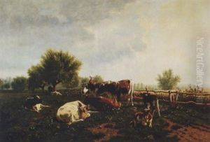 Maid Tending Cattle by Anton Mauve