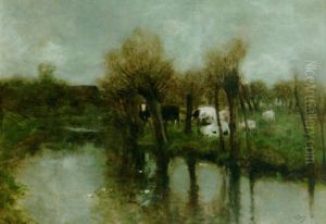 Cows Grazing By A River by Anton Mauve