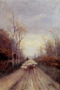 Schafer Mit Herde by Anton Mauve