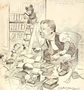 Theodore Roosevelt Preparing Speeches With Reporters by Clifford Kennedy Berryman