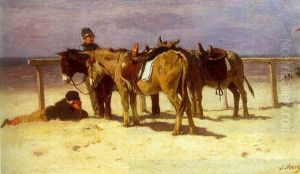 Boys With Donkeys On The Beach by Anton Mauve
