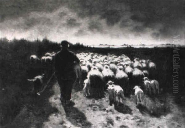 Shepherd With Flock - view 1