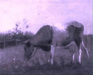 Warme Dag: Cow Grazing In A Meadow by Anton Mauve