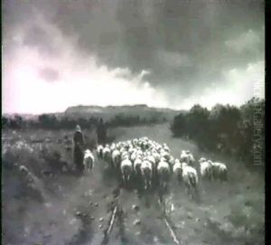 A Shepherd And Shepherdess With Their Flock by Anton Mauve