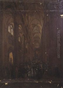 Scene D'interieur D'eglise by Francois-Joseph Mavez