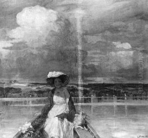 Dame Mit Hund Im Boot by Corneille Max