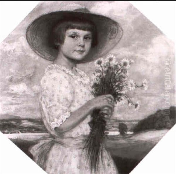Kleines Madchen Mit Einem Margeritenstraus - view 1