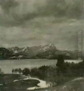 Starnberger See Im Vorfruhlingmit Blick Auf Die Alpenkette. by Corneille Max