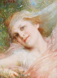 A Girl In The Meadow by Gabriel von Max