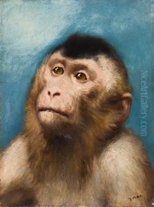 Besinnung (affe Vor Blauem Grund) by Gabriel von Max