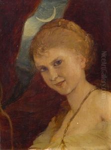 Portrat Eines Madchens Als Diana by Gabriel von Max