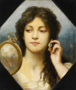 Junge Frau Mit Spiegel by Gabriel von Max