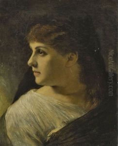 Junge Frau Mit Schwarzem Schleier by Gabriel von Max