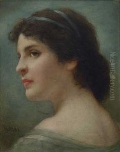 Bildnis Einer Jungen Frau Mit Blauem Haarband by Gabriel von Max