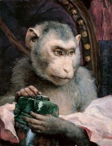 Kleiner Affe Mit Buchse by Gabriel von Max