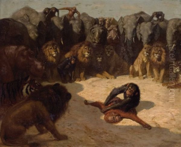 Streitende Affen Inmitten Von Afrikanischen Wildtieren - view 1